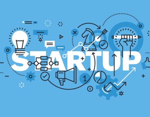 Modern thin line design concept for STARTUP website banner. Vector illustration concept for business startup, new product and service development, startup company, crowdfunding.